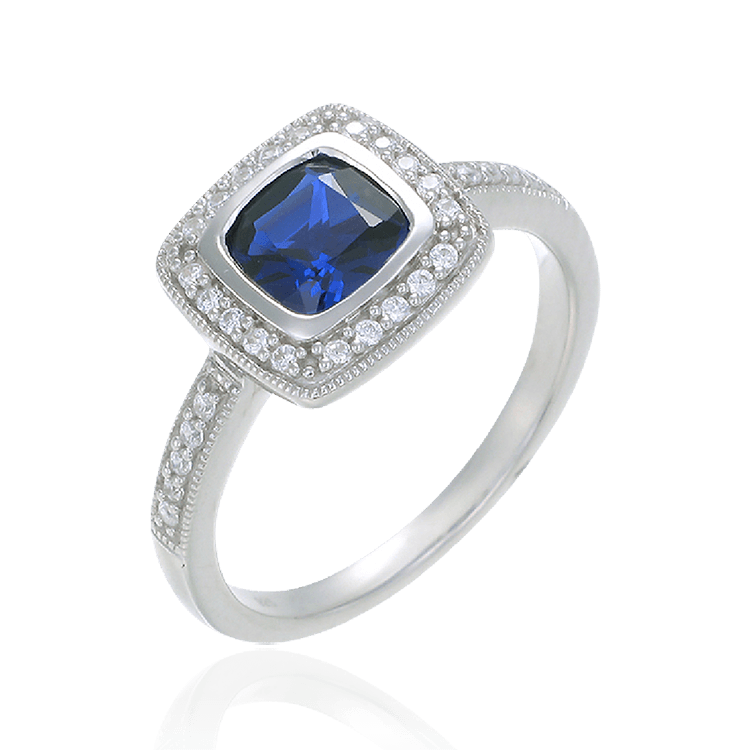 Glistening Cushion Cut Sapphire Ring