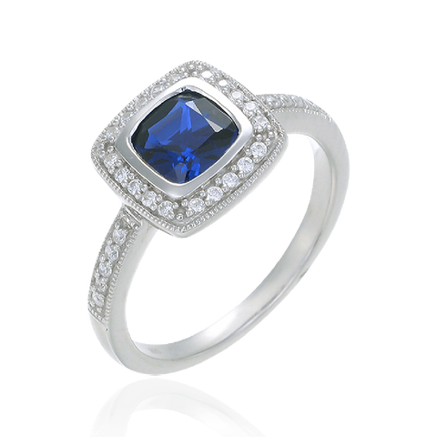 Glistening Cushion Cut Sapphire Ring