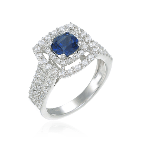 Accented Halo Ring with Sapphire