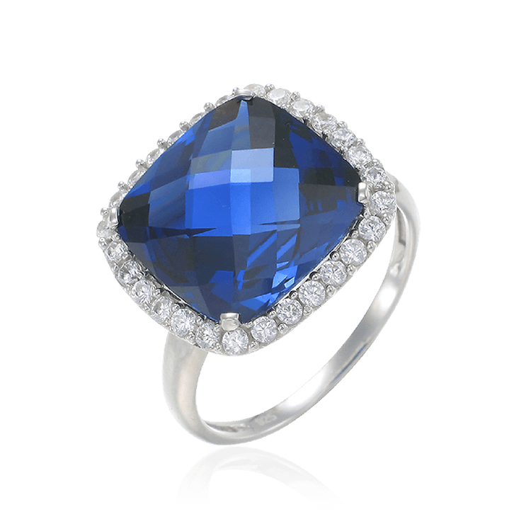 Halo Blue Sapphire Ring