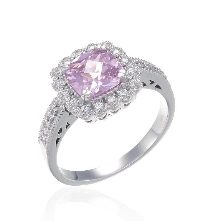 Classic Pink Ring with Accented Setting