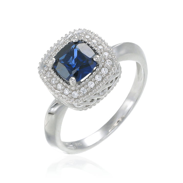 Sapphire Ring with Radiant Accents