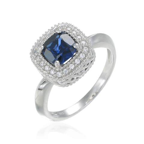 Sapphire Ring with Radiant Accents