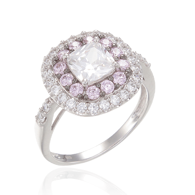 Sparkling Hypnotic White and Pink Ring
