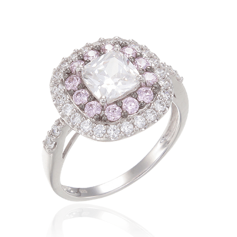 Sparkling Hypnotic White and Pink Ring