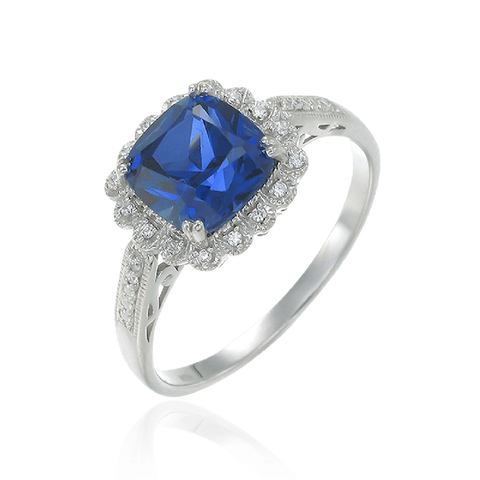 Classic Sapphire Ring with Accented Halo