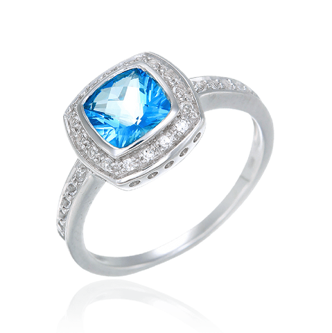 Passion Topaz Bezel Set Ring with Natural White Topaz