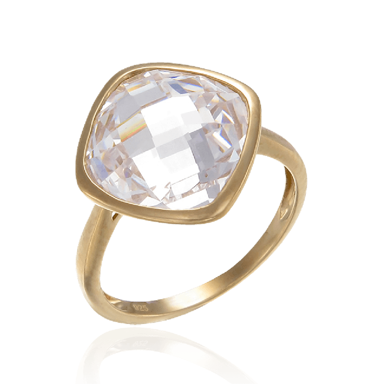 18K Gold Vermeil Sparkling White Ring