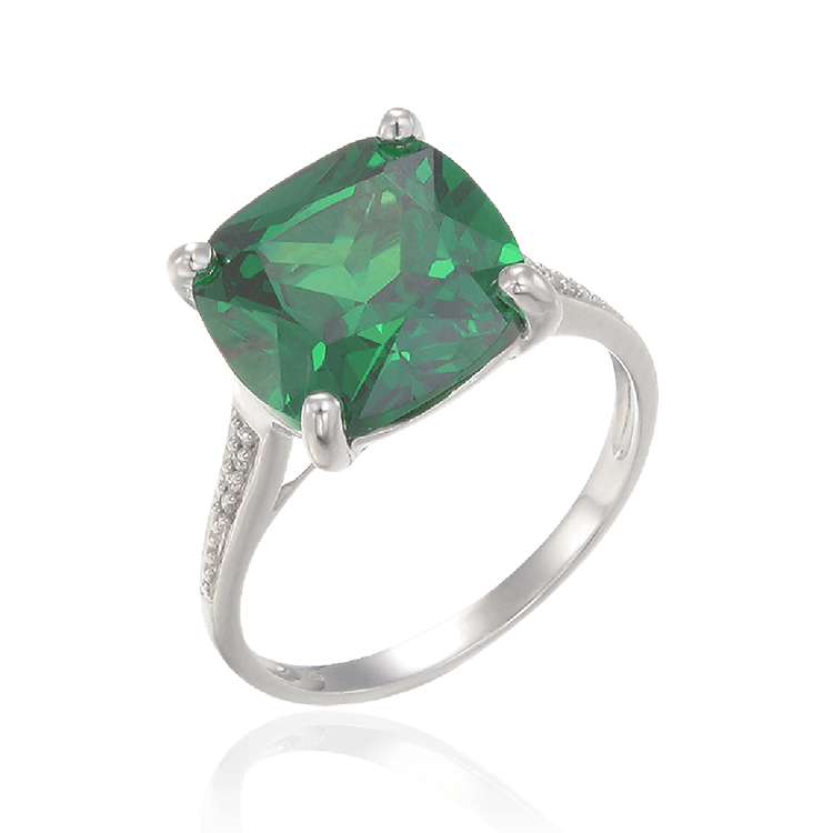 Sparkling Green Emerald Cut Cocktail Ring