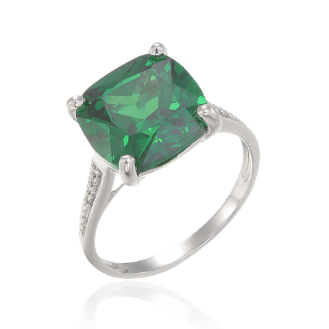 Sparkling Green Emerald Cut Cocktail Ring