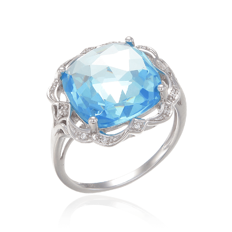 Graceful Sparkling Blue Cocktail Ring