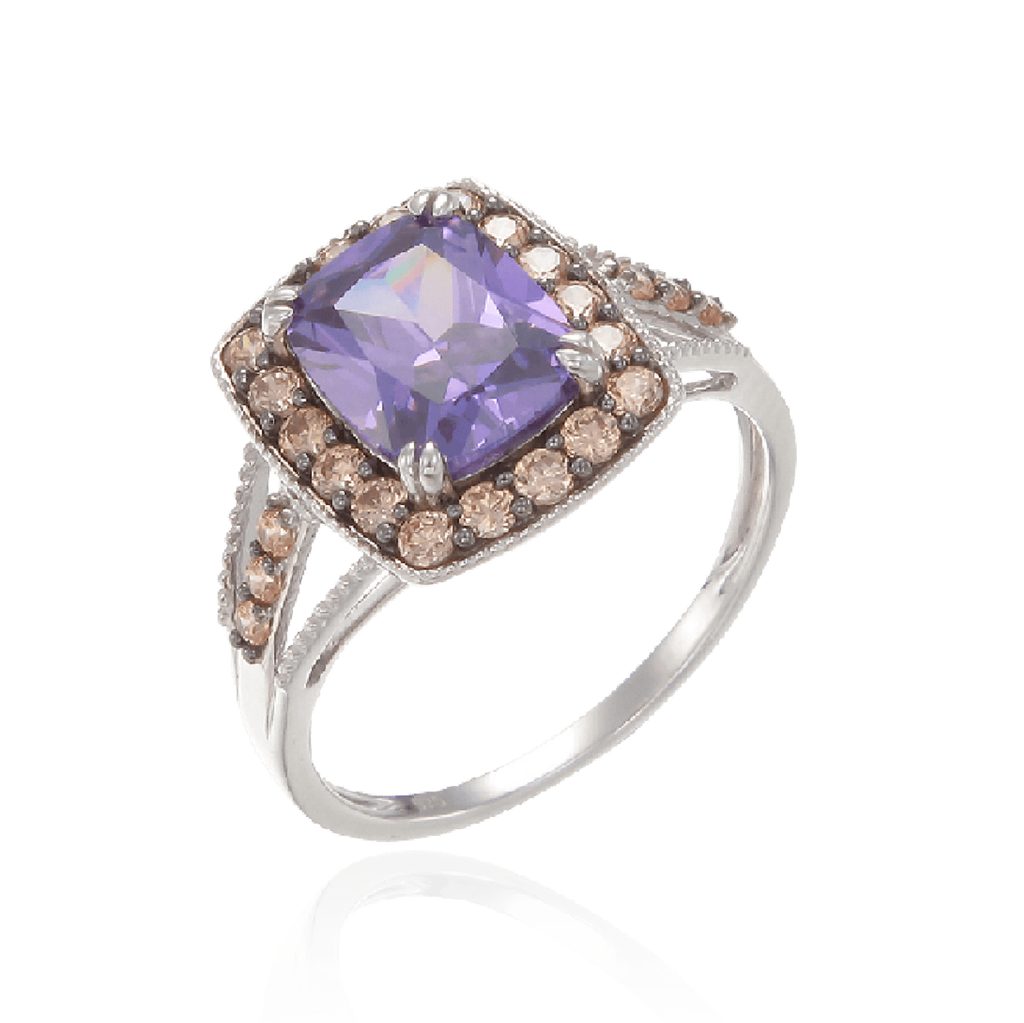 Luscious Vintage Inspired Amethyst, Rhodolite and Champagne Ring