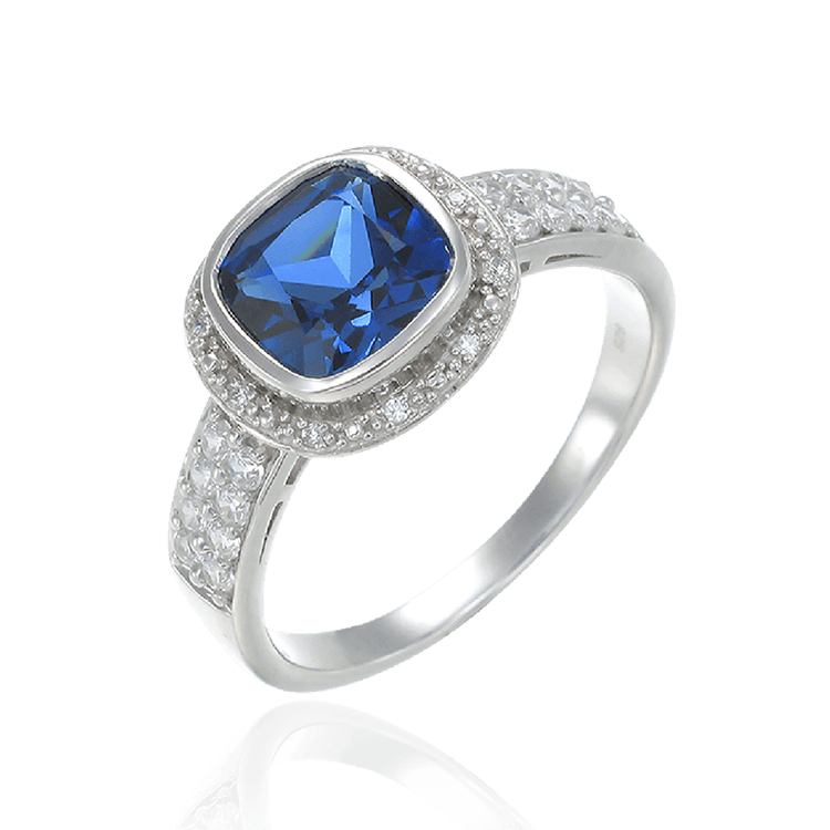 Sparkling Blue Sapphire Bezel Set Ring