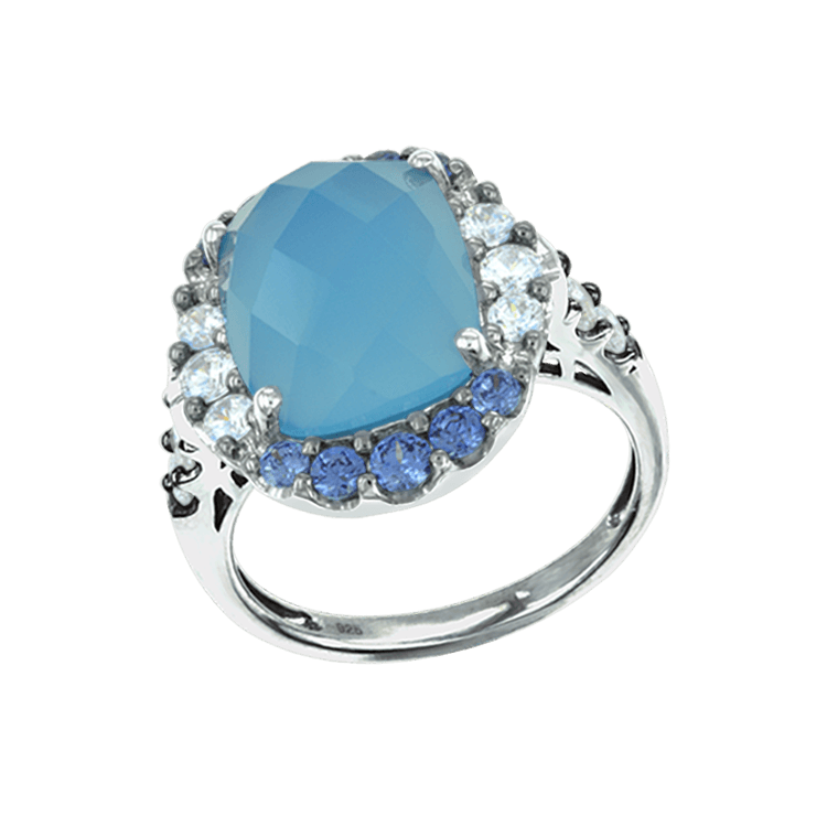 Natural Blue Chalcedony Ring