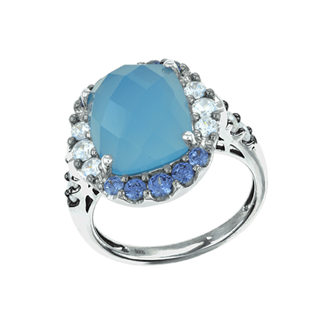 Natural Blue Chalcedony Ring