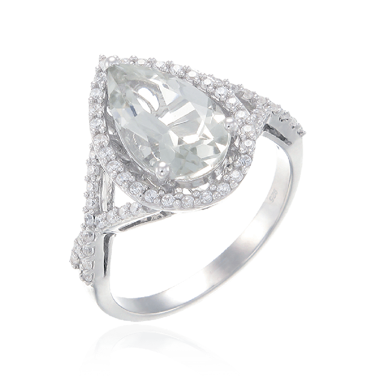 Elegant Teardrop Ring with Mint Quartz