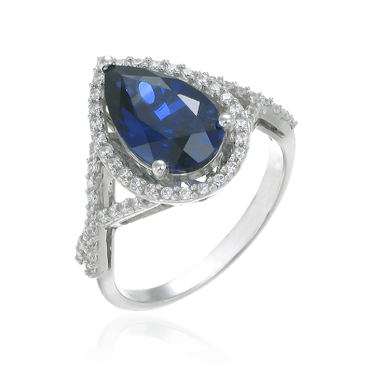 Elegant Teardrop Ring with Blue Sapphire