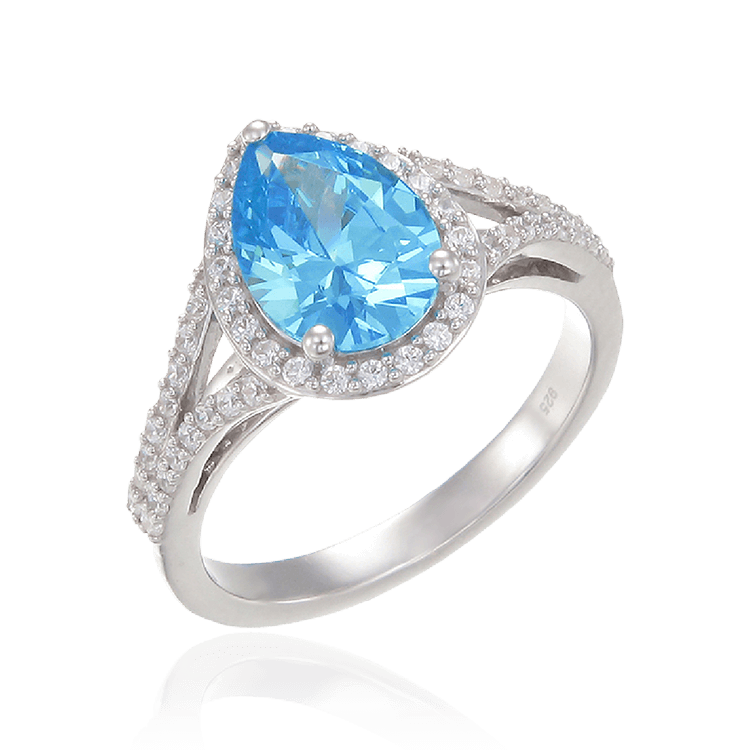 Glamorous Teardrop Blue Ring