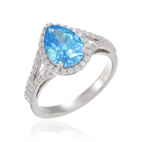 Glamorous Teardrop Blue Ring