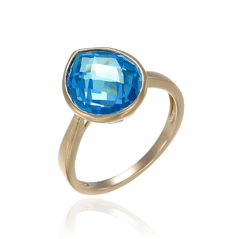 Lustrous 18K Gold Vermeil Blue Drop Ring