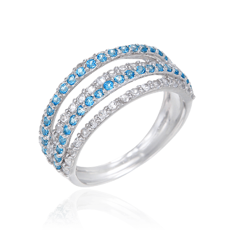 Passion Topaz Four Band Ring with Natural White Topaz