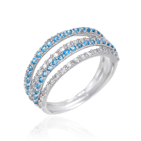 Passion Topaz Four Band Ring with Natural White Topaz