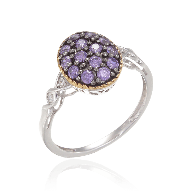 Amethyst Oval Ring with 18K Yellow Gold Finished Rope Detail