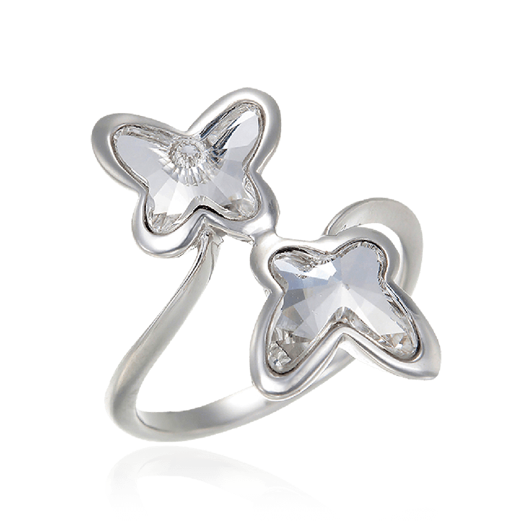 Crystal Butterfly Twin Ring