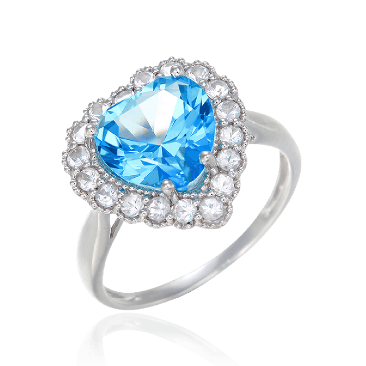 Sparkling Heart Passion Topaz Ring with Halo