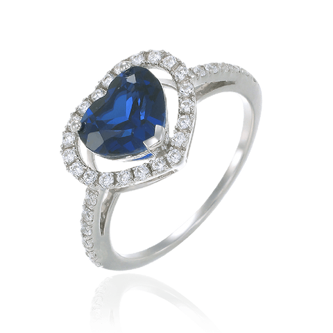 Heart Shaped Blue Sapphire Ring